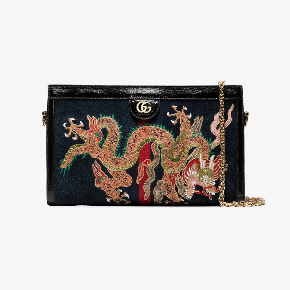 *NWT* Gucci Dragon Embroidered Medium Ophidia Suede Bag **Brand New **